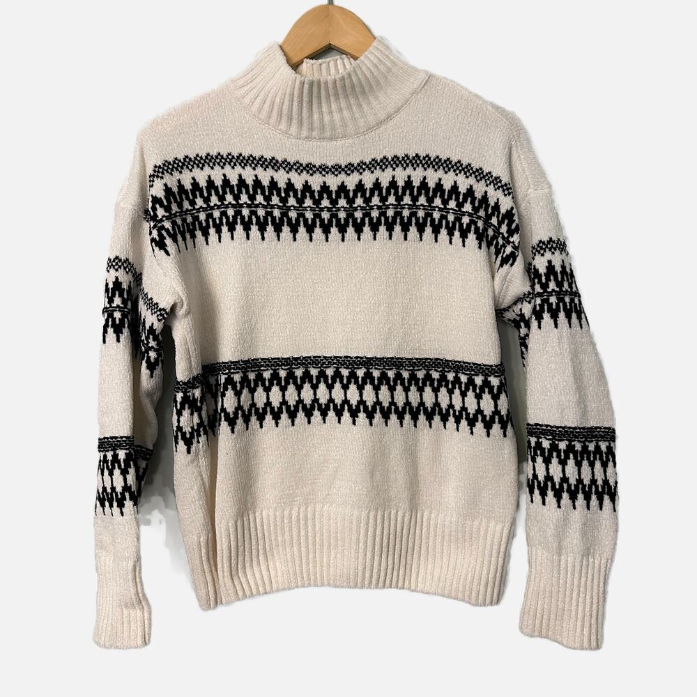 Christian Siriano New York Women’s Mock Neck Black & White Sweater Small